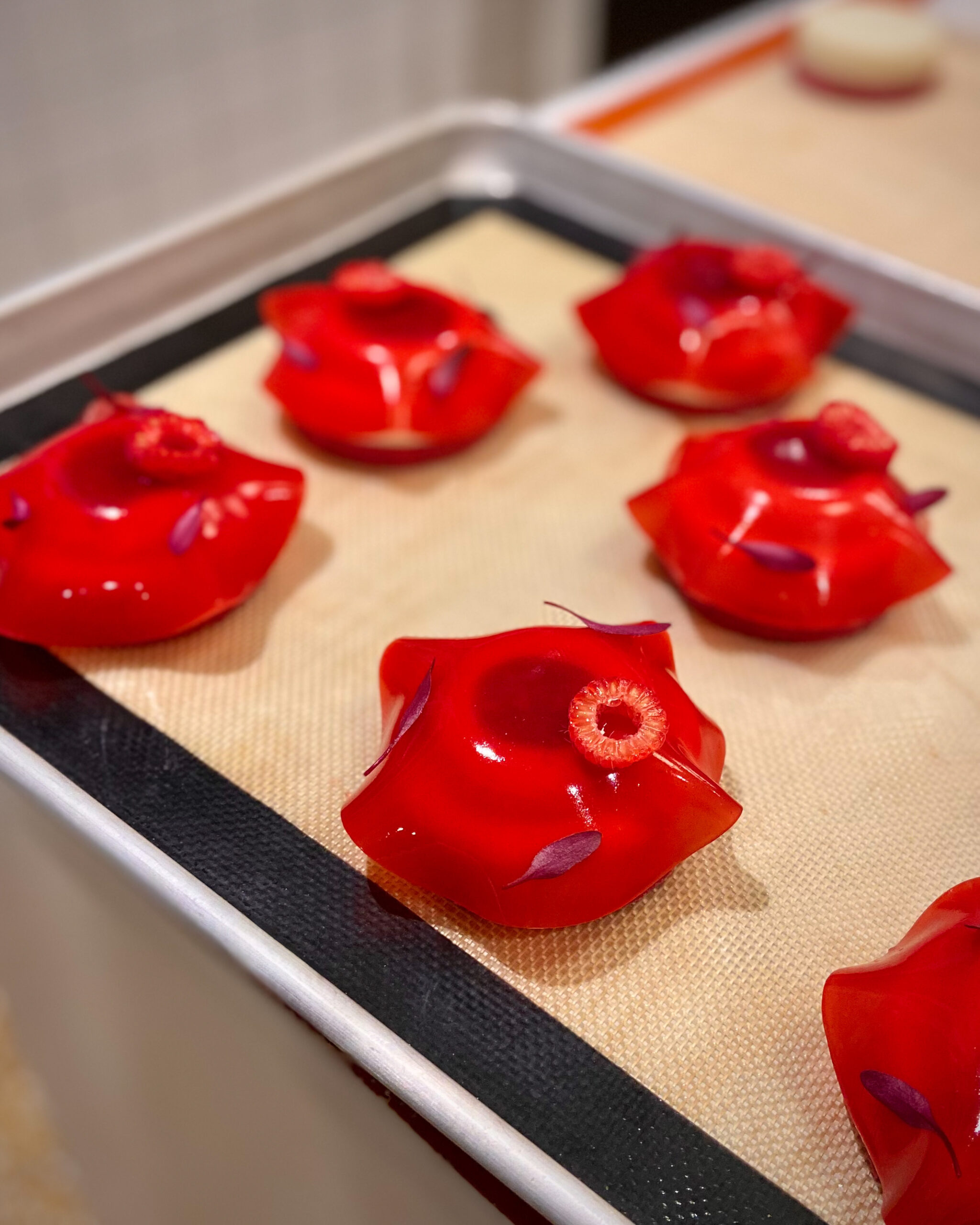 Red plant-based pastry desserts for Sweet Rehab pop-up in New York