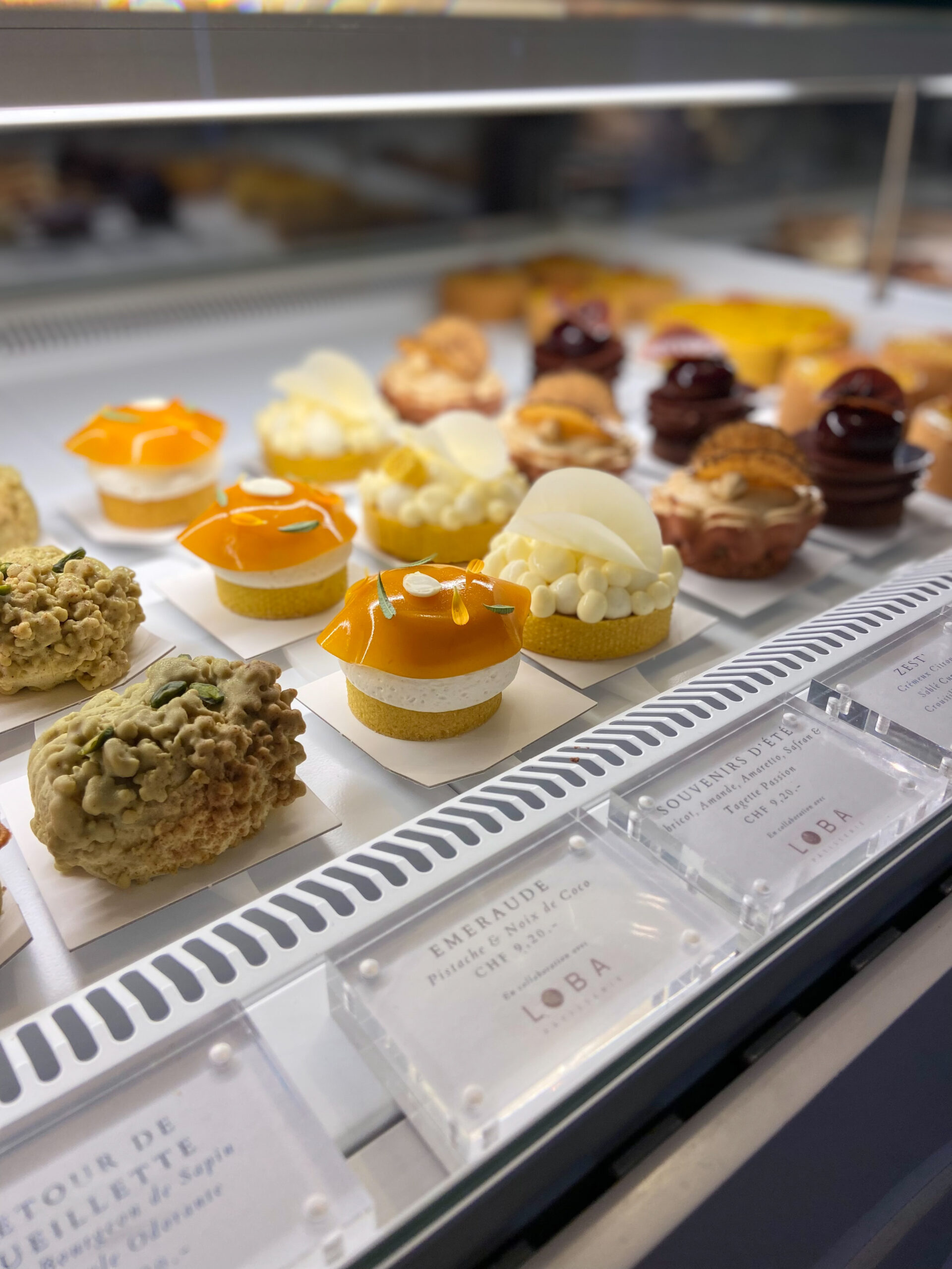 Plant-based pastry display at The Sweet Sage pop-up in Switzerland
